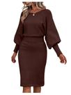 Vestido de suéter SOLY HUX Coffee Brown Bodycon feminino