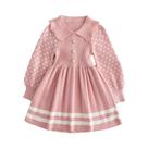Vestido De Suéter Tricotado Com Poás Para Meninas Bear Leader Vestido Casual Quente Para Bebês