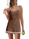 Vestido de tênis Nirovien para mulheres com shorts marrom café tamanho M
