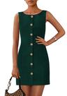 Vestido de trabalho PRETTYGARDEN 2025 Spring sem mangas com botão verde S