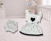 Vestido de tricot bebe menina 2pçs com babado tapa fralda luxo e confortável saída maternidade batizado festa infantil Vestido de tricot bebe menina 2pçs com babado tapa fralda luxo e confortável saída maternidade batizado festa infantil