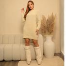 Vestido de Tricot Feminino Elegante Tendencia Luxo Moda Manga Longa TR2791 Cor:Bege ClaroTamanho:G