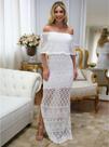 Vestido de Tricot Siganinha Longo Branco G Vestido de Tricot Siganinha Longo Branco G