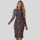 Vestido De Tule Manga Longa Com Forro