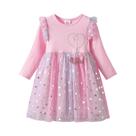 Vestido De Tule Rosa De Manga Comprida Para Meninas VIKITA, Em Formato De Coração, Malha, Princesa,