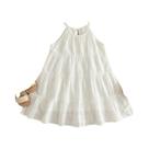 Vestido De Verão Branco De Algodão De Comprimento Médio Para Meninas De 2 a 7 Anos, Casual E Simples