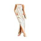 Vestido De Verão Elegante Com Flores 3D, Sem Mangas, Cintura Alta E Fenda, Estilo Férias, Em Algodão