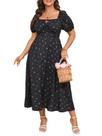 Vestido de verão feminino plus size SCOMCHIC Black Floral