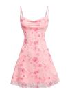 Vestido de verão Floerns Girl com estampa floral com alça espaguete rosa 9Y