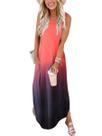 Vestido de verão Jeqeocafy 2025 Summer Beach sem mangas Maxi Orange