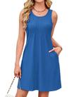 Vestido de verão Kikibell sem mangas com bolsos azul royal