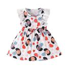 Vestido De Verão Para Bebê Menina Com Renda, Gola Redonda, Estampa E Laço Decorativo