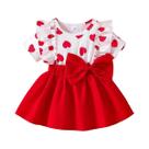 Vestido De Verão Para Menina Com Babados, Gola Redonda E Manga Curta, Estampa Completa