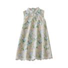 Vestido De Verão Para Meninas Com Renda, Estampa De Pérolas, Gola Alta, Confortável E Casual