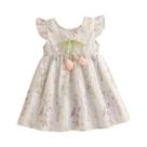 Vestido De Verão Para Meninas, Estampa Floral, Algodão Macio, Roupas Infantis, Manga Voadora,
