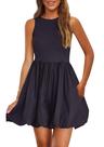 Vestido de verão PRETTYGARDEN 2025 casual sem mangas azul marinho