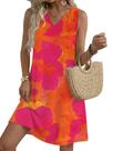 Vestido de verão QACOHU 2026 moderno casual com decote em V sem mangas para mulheres