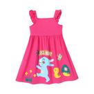 Vestido De Verão Rosa De Algodão Para Meninas, Gola Redonda, Manga Borboleta, Estampa De Animal De
