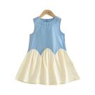 Vestido De Verão Sem Mangas Em Patchwork Para Meninas De 2 a 7 Anos Estilo Coreano Doce E Simples