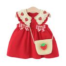 Vestido De Verão Sem Mangas Para Bebê Menina, Estampa De Morango Vermelho, Roupas Festivas Para Vestido De Verão Sem Mangas Para Bebê Menina, Estampa De Morango Vermelho, Roupas Festivas Para