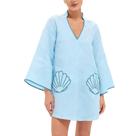Vestido de verão VAOYIU Loose Fit Babydoll bordado azul feminino Vestido de verão VAOYIU Loose Fit Babydoll bordado azul feminino