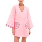 Vestido de verão VAOYIU Loose Fit Babydoll bordado em algodão rosa Vestido de verão VAOYIU Loose Fit Babydoll bordado em algodão rosa