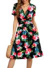 Vestido de verão WEACZZY Vestido de verão floral com decote em V na altura do joelho