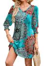 Vestido de verão WIHOLL 2025 com decote em V e manga 3/4 para mulheres L