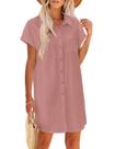 Vestido de verão Zeagoo 2025 de linho e algodão com decote em V rosa para mulheres