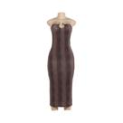 Vestido Degradê sem alça Feminino Com Decote Baixo, Costas Nuas, Anéis De Metal E Modelagem Vestido Degradê sem alça Feminino Com Decote Baixo, Costas Nuas, Anéis De Metal E Modelagem