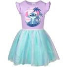 Vestido Disney Lilo & Stitch roxo de manga curta para meninas de 6 anos