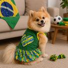 Vestido do Brasil Coração para Cães Verde M - Coleção Copa do Mundo