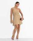 Vestido Doralice Curto Em Crepe Bege