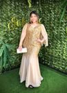 Vestido Dourado LUXO, Bordado Com Micro Lantejoula, Tamanho GG