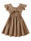 Vestido Dutebare, criança, menina, algodão, linho, sem encosto, babado
