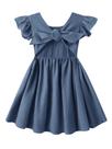 Vestido Dutebare para meninas, algodão, linho, babado, azul marinho, 130 Vestido Dutebare para meninas, algodão, linho, babado, azul marinho, 130