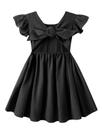 Vestido Dutebare para meninas, algodão, linho, babado, preto