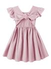 Vestido Dutebare para meninas: algodão, linho, babado, rosa 130
