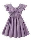 Vestido Dutebare para meninas: algodão, linho, babado, roxo