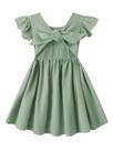 Vestido Dutebare para meninas: algodão, linho, babado, verde 80