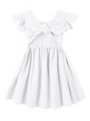 Vestido Dutebare Toddler Girls: algodão, linho, babado, branco (80)