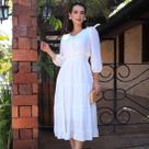Vestido Eduarda Midi luxo Moda Evangélica