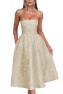 Vestido EEMEII Summer sem alças Homecoming com bolsos em champanhe