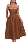 Vestido EEMEII Summer sem alças Homecoming com bolsos marrons