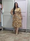 Vestido Elegante Feminino Midi Evangelica Cristã Viscose. COR:AMARELOTAMANHO:GG Vestido Elegante Feminino Midi Evangelica Cristã Viscose. COR:AMARELOTAMANHO:GG