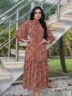 Vestido elegante longo em chiffon moda evangelica cristã