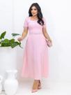 Vestido Elegante Midi Soltinho Rodado com Manga Moda Evangélica Cor:Rosa bebêTamanho:GG Vestido Elegante Midi Soltinho Rodado com Manga Moda Evangélica Cor:Rosa bebêTamanho:GG