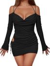 Vestido elegante sem mangas com decote em V para mulheres plus size S-38XL Vestido elegante sem mangas com decote em V para mulheres plus size S-38XL