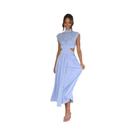 Vestido Elegante Sem Mangas Para Mulheres, Decote Redondo, Cor Sólida, Moda De Verão, Estilo De Rua,
