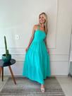Vestido em alfaiataria longo azul
